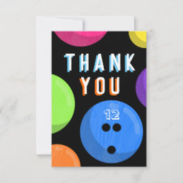 Tarjeta De Agradecimiento Fiesta de Cumpleaños de Bolos Bolos Cósmicos Neon 