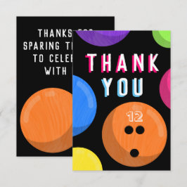 Tarjeta De Agradecimiento Fiesta de Cumpleaños de Bolos Bolos Cósmicos Neon 