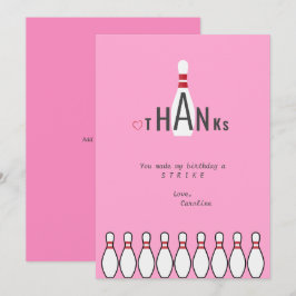 Tarjeta De Agradecimiento Fiesta de Cumpleaños de Bolos Rosa Simple Moderno 