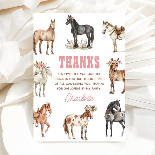 Tarjeta De Agradecimiento Fiesta de cumpleaños de caballo pony (Subido por el creador)