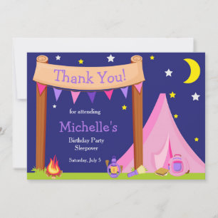 Tarjeta De Agradecimiento Fiesta de Cumpleaños de Camping Noche de Chicas Ro