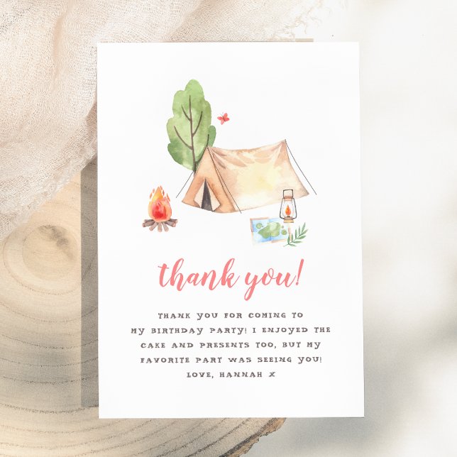 Tarjeta De Agradecimiento Fiesta de cumpleaños de chicas en campamento de ve (Subido por el creador)