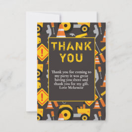 Tarjeta De Agradecimiento Fiesta de Cumpleaños de Construcción