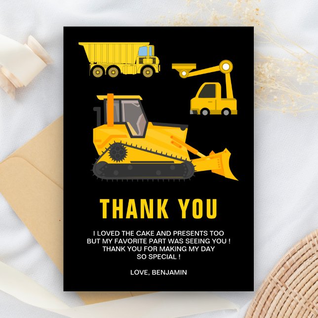 Tarjeta De Agradecimiento Fiesta de cumpleaños de construcción de camiones (Subido por el creador)