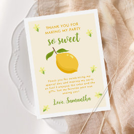 Tarjeta De Agradecimiento Fiesta de cumpleaños de Cute Lemon Citrus