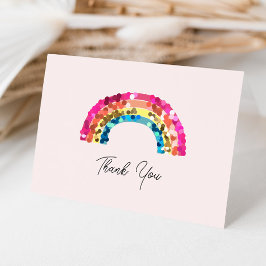 Tarjeta De Agradecimiento Fiesta de cumpleaños de Cute Sparkly Sequin Rainbo