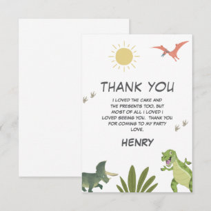 Tarjeta De Agradecimiento Fiesta de cumpleaños de Dinosaur