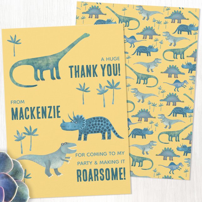 Tarjeta De Agradecimiento Fiesta de cumpleaños de Dinosaur Gracias (Subido por el creador)