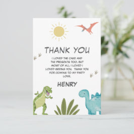 Tarjeta De Agradecimiento Fiesta de cumpleaños de dinosaurio