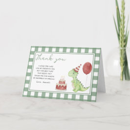 Tarjeta De Agradecimiento Fiesta de cumpleaños de dinosaurio adorable gracia