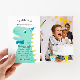 Tarjeta De Agradecimiento Fiesta de cumpleaños de dinosaurio Foto personaliz