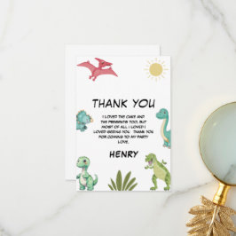 Tarjeta De Agradecimiento Fiesta de Cumpleaños de Dinosaurios