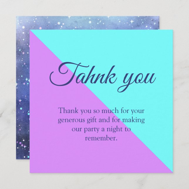 Tarjeta De Agradecimiento Fiesta de cumpleaños de espacio gemelo en conjunto (Anverso / Reverso)