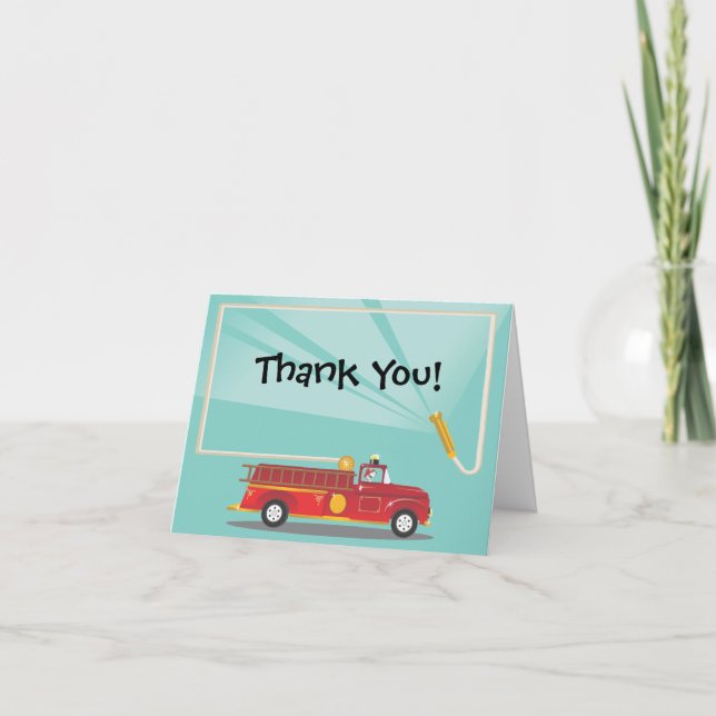 Tarjeta De Agradecimiento Fiesta de cumpleaños de Firetruck (Anverso)