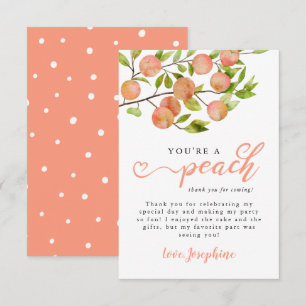 Tarjeta De Agradecimiento Fiesta de Cumpleaños de Fruta de Melocotón Rústico
