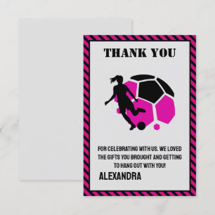 Tarjeta De Agradecimiento Fiesta de cumpleaños de fútbol, jugadora de fútbol