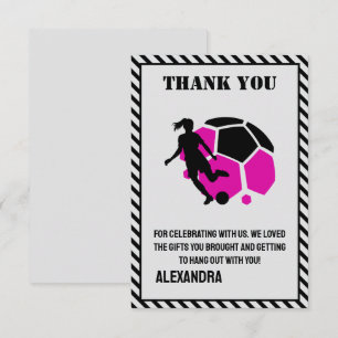 Tarjeta De Agradecimiento Fiesta de cumpleaños de fútbol, Jugadora de fútbol