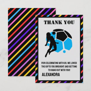 Tarjeta De Agradecimiento Fiesta de Cumpleaños de Fútbol, Jugadora de Fútbol