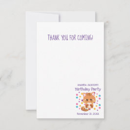 Tarjeta De Agradecimiento Fiesta de Cumpleaños de Gatito Kitty Lindo Confeti