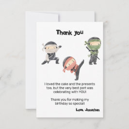 Tarjeta De Agradecimiento Fiesta de cumpleaños de guerreros de Ninja