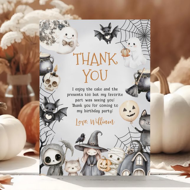 Tarjeta De Agradecimiento Fiesta de cumpleaños de Halloween fantasmagórica (Subido por el creador)