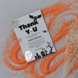 Tarjeta De Agradecimiento Fiesta de cumpleaños de Halloween Ghost Spooky