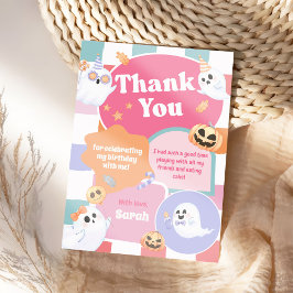 Tarjeta De Agradecimiento Fiesta de cumpleaños de Halloween Groovy