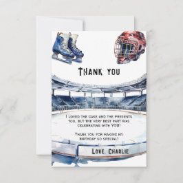 Tarjeta De Agradecimiento Fiesta de cumpleaños de hockey sobre hielo