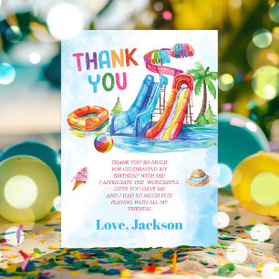 Tarjeta De Agradecimiento Fiesta de cumpleaños de la Diapositiva del Agua