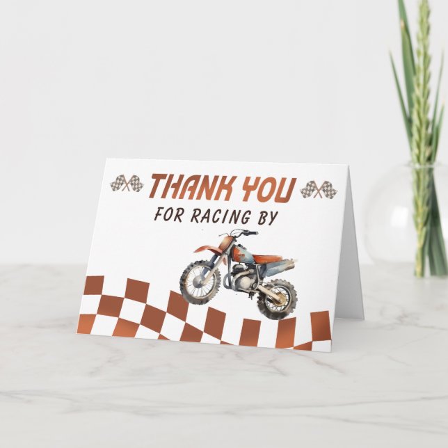 Tarjeta De Agradecimiento Fiesta de cumpleaños de la motocicleta Dirt Bike R (Anverso)