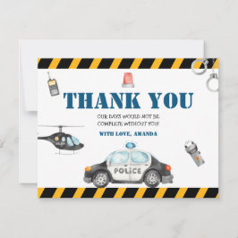 Tarjeta De Agradecimiento Fiesta de cumpleaños de la policía infantil