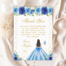 Tarjeta De Agradecimiento Fiesta de Cumpleaños de la Princesa de Cabello Cas