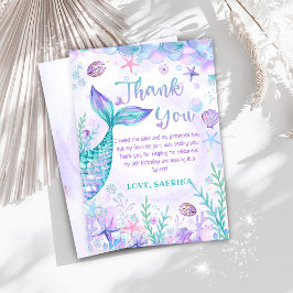 Tarjeta De Agradecimiento Fiesta De Cumpleaños De La Sirena Bajo El Mar