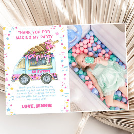 Tarjeta De Agradecimiento Fiesta de cumpleaños de las chicas del Ice Cream