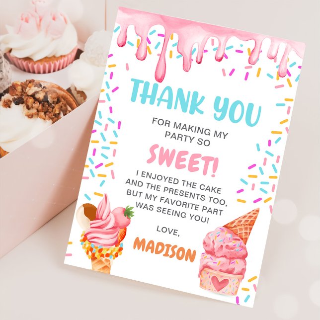 Tarjeta De Agradecimiento Fiesta de cumpleaños de las chicas del Ice Cream (Subido por el creador)