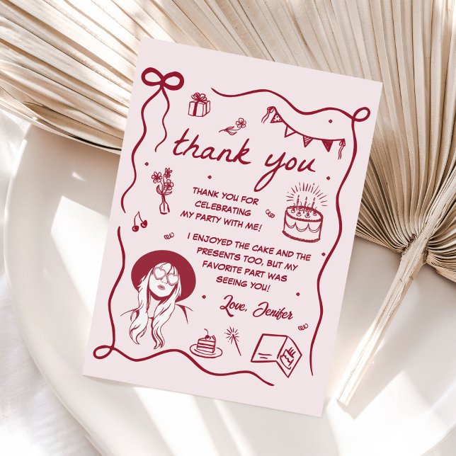 Tarjeta De Agradecimiento Fiesta de cumpleaños de las Eras Rosadas (Subido por el creador)