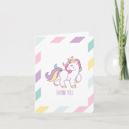 Tarjeta De Agradecimiento Fiesta de cumpleaños de las niñas Rainbow Unicorn