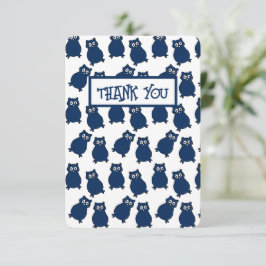 Tarjeta De Agradecimiento Fiesta de cumpleaños de Lechuza Azul Oscura