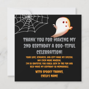 Tarjeta De Agradecimiento Fiesta de cumpleaños de Little Boo Halloween 2º oc