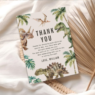 Tarjeta De Agradecimiento Fiesta de cumpleaños de los dinosaurios de color a