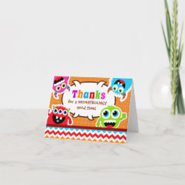Tarjeta De Agradecimiento Fiesta de cumpleaños de Monster Bash