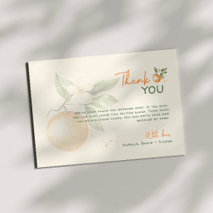Tarjeta De Agradecimiento Fiesta de cumpleaños de naranja cítrico Little Cut