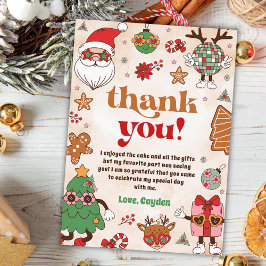 Tarjeta De Agradecimiento Fiesta de cumpleaños de Navidad retro