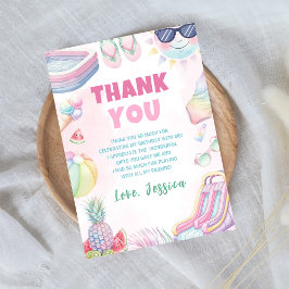 Tarjeta De Agradecimiento Fiesta de cumpleaños de niña con tobogán de agua d