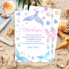 Tarjeta De Agradecimiento Fiesta de cumpleaños de niña sirena