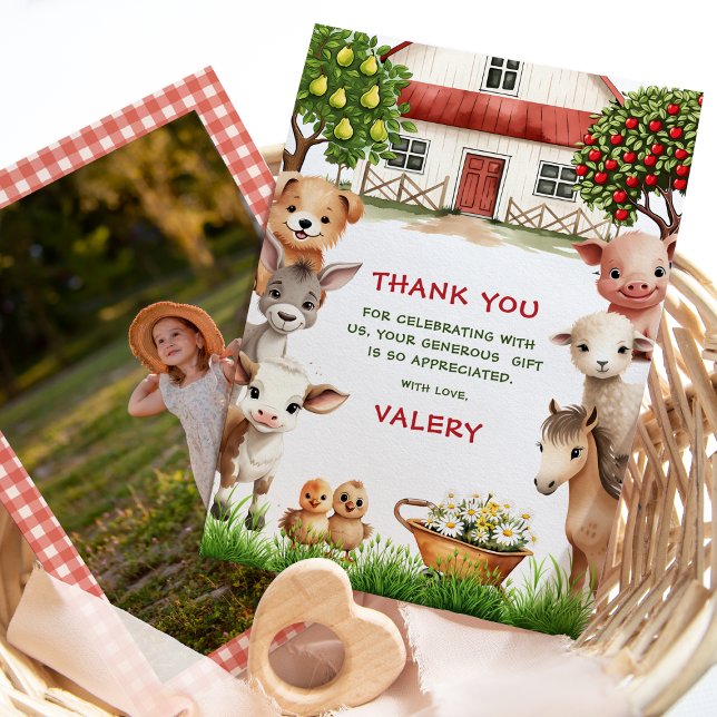 Tarjeta De Agradecimiento Fiesta de Cumpleaños de Niñas Animales de Granja p (Subido por el creador)