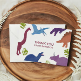 Tarjeta De Agradecimiento Fiesta de Cumpleaños de Niño Dinosaurio Lindo Dino