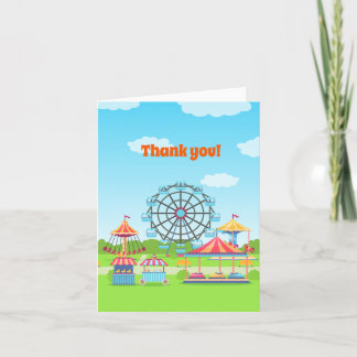 Tarjeta De Agradecimiento Fiesta de Cumpleaños de Niño en Parque de Diversio