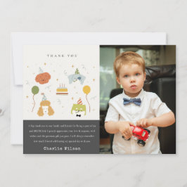 Tarjeta De Agradecimiento Fiesta de Cumpleaños de Niños Adorables con Perrit
