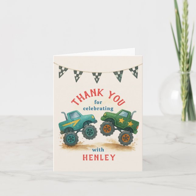 Tarjeta De Agradecimiento Fiesta de Cumpleaños de Niños con Acuarela de Cami (Anverso)